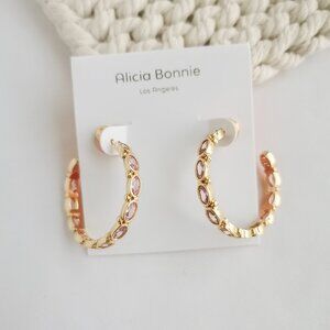 Authentic Alicia Bonnie Abbie Gold Magenta Pink Hoop Earrings
